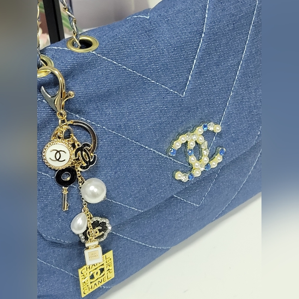 Quilted Denim 2 Way Shoulder/crossbody Bag, New - Picture 3 of 9